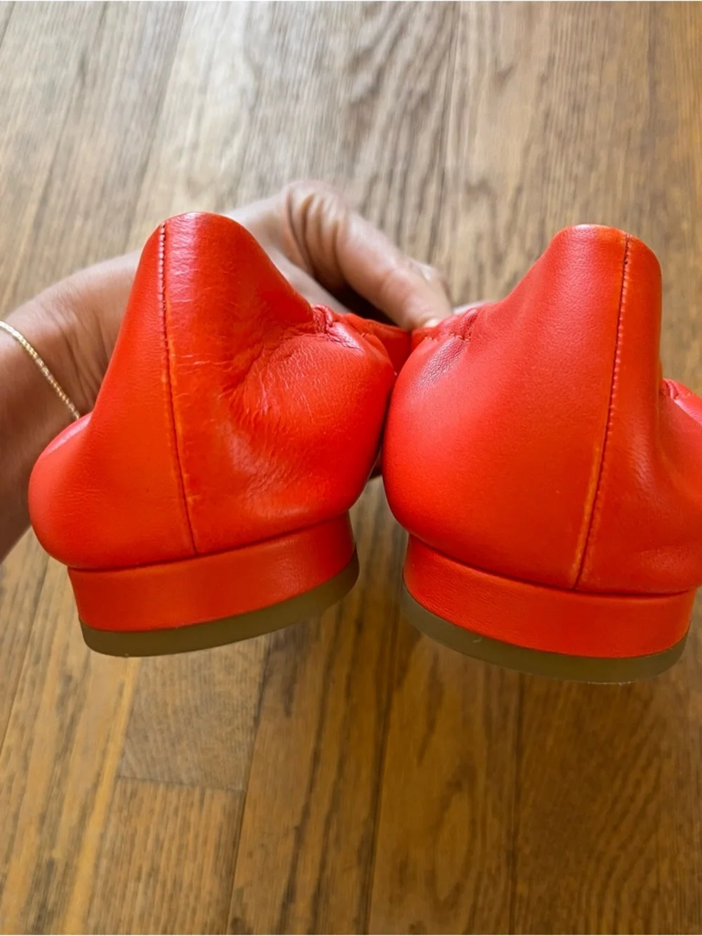 Eileen Fisher Selle Nappa Leather Ballet Flat Red Poppy Size 11 - Picture 3 of 7
